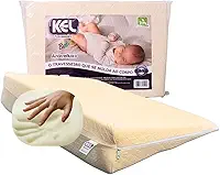 Travesseiro Antirrefluxo para Bebê Kel | Viscoelástico NASA, 37x58x12 cm, Antialérgico, Antiácaro, Capa 100% Algodão com Zíper – Alívio do Refluxo e Conforto Ergonômico