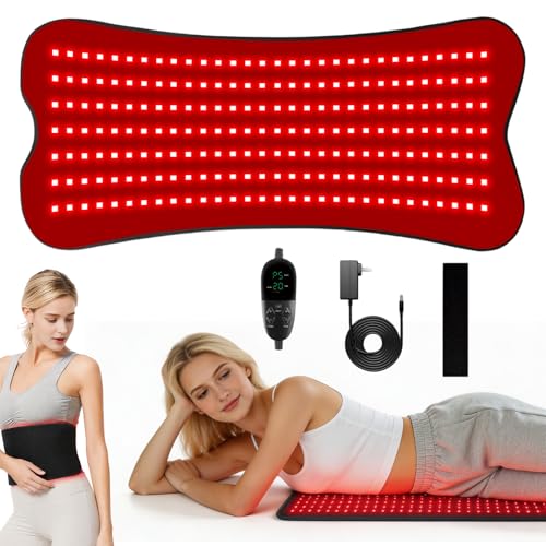 Infrarot Matte mit 210 LEDs 660nm & 850nm Red Light Therapy für den Körper Rotlichttherapie mit 5 Helligkeitsstufen und 5 Zeiteinstellungen für Beine Rücken Taille Schul 80 x 35 cm