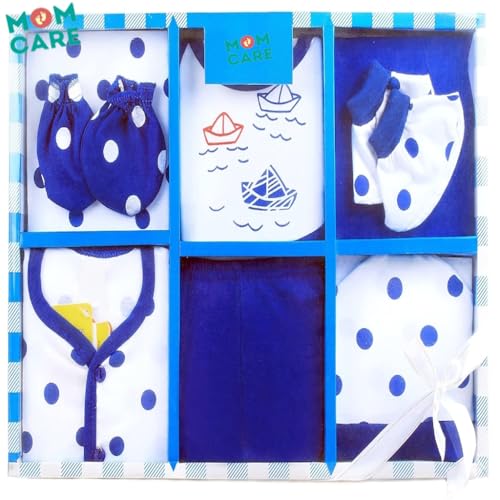 Image of MOM CARE Newborn Baby Gift Set Has All Newborn Baby Essential Clothes in Baby Gift Set for or Girls Unisex 9 pcs (Blue)