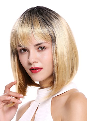 WIG ME UP - DW-2140Q-OF627613YS1B Lady Quality Wig Bob Longbob short smooth straight fringe bangs ombre mix black blond - Image 3