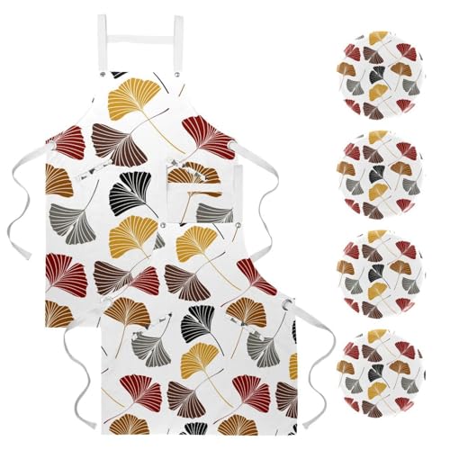 Tablier de cuisine ginkgo lot de 2 pour service et pâtisserie