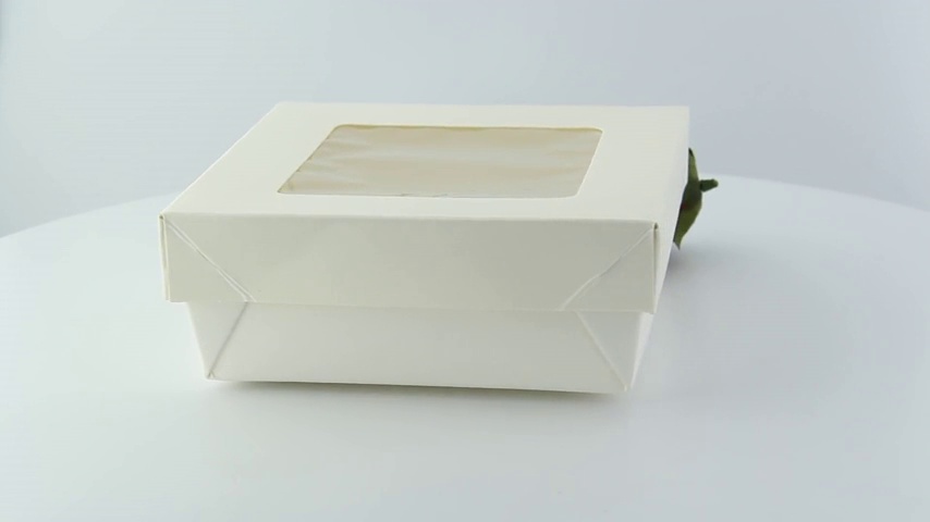 Image of PacknWood 210KRAYWH135 - White Box with Window - Small White Kray Box with Window Lid - White Bakery Box with Window (22 oz Capacity) - (4.7 x 4.7 x 2) (250 per case)