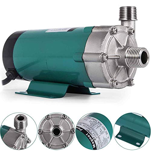 Happybuy Beer Brewing Pump Stainless Steel Head with 1/2 Inch Mpt Magnetic Home Brew Pump 110 Volt Inline Home Brewing System Beer Pump