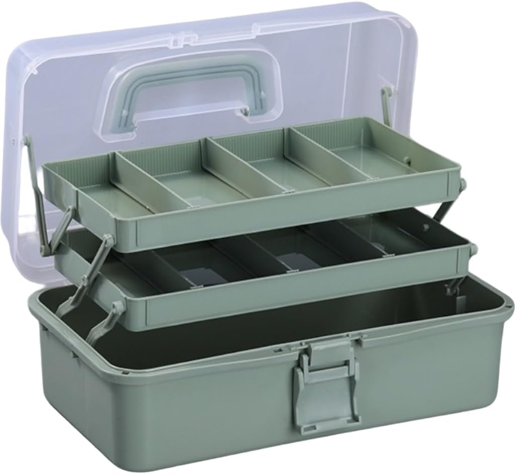 3-Layer Plastic Dividing Storage Box - Craft Organizer With Adjustable Spacers, Portable Handled Art Supply Organizer, Multipurpose Home Utility