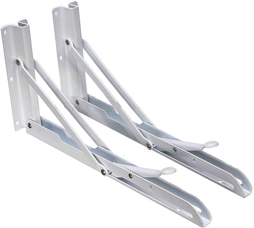 HandyCT Bamboo Natural Butcher Block, Wall Mounted Folding Shelf with white Brackets and Mounting Screws