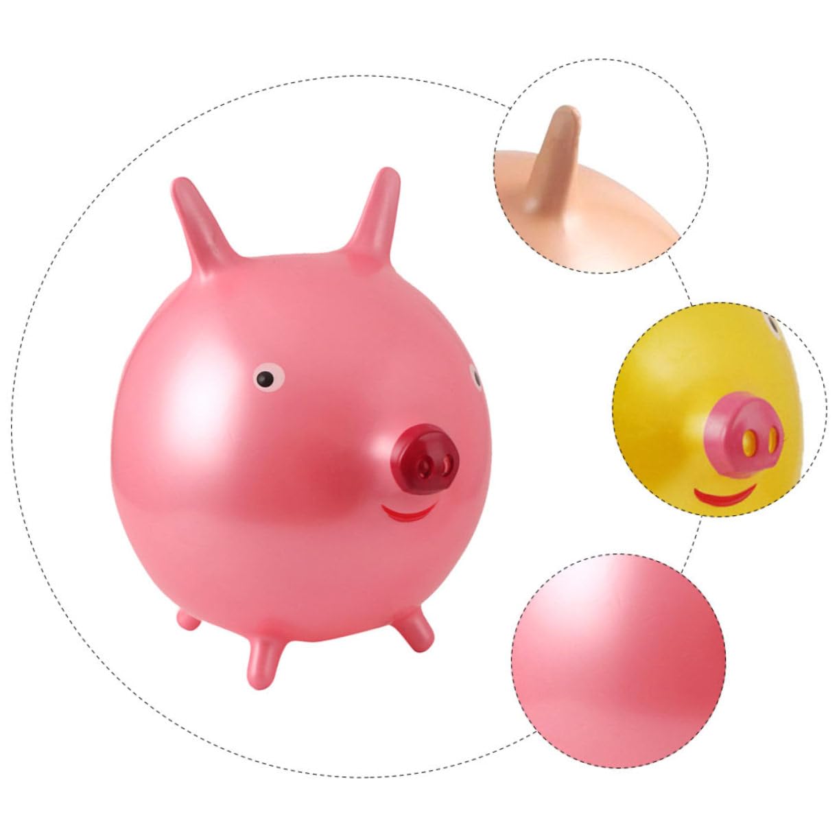 WOONEKY Pelota Saltarina para Niños Dibujos Animados y Mango Forma De Orejas De Cerdo, Tamaño Grande De 45 Cm, PVC Grueso, para Juegos Jardín De Infancia y Fiestas Infantiles