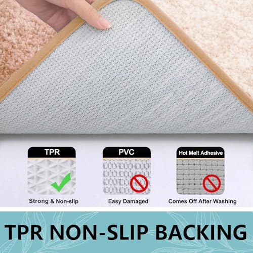Arotive Microfiber Bathroom Rugs 3 Piece with Toilet Lid Cover, Shaggy Soft and Absorbent Bath Rug, Non-Slip, Machine Washable Bath Mats for Bathroom（30x20+24x20+17.5x15, Peach by Arotive - Image 4