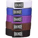  Dr. KO Cinturon BJJ para niños y Adultos. Todas Las Tallas y Colores. Cinturón Brazilian Jiu Jitsu Infantil y para Adultos (Blanco, Azul, Morado, marrón y Negro) (Negro, A2)