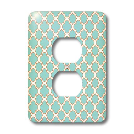 Coque de prise double turquoise isolante et décorative quatrefoil - 4
