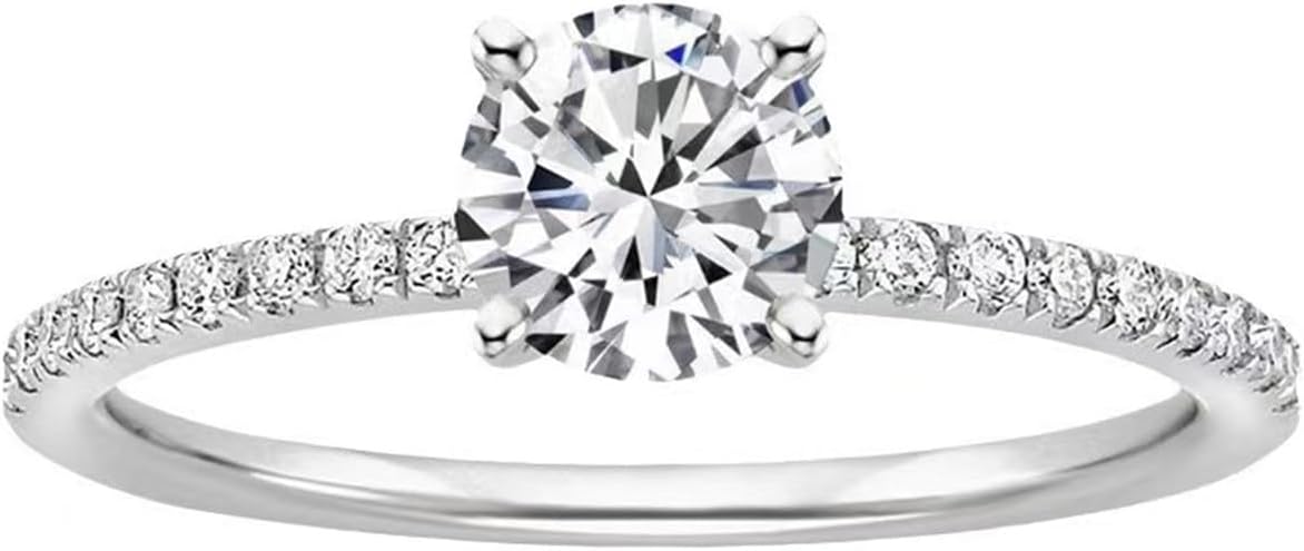 18K White Gold Round Cut Diamond Prong Set Solitaire Diamond Engagement Ring 4.72 Carat Size 7