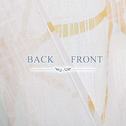 StangH Semi Sheer Printed Curtains - Linen Sheer Curtains Sketch Triangle Design Grommet Voile Drapes Light Airy & Privacy Assured for Parlor/Art Room/Dining, Amber Yellow, W50 x L84, 2 Panels by StangH - Image 6