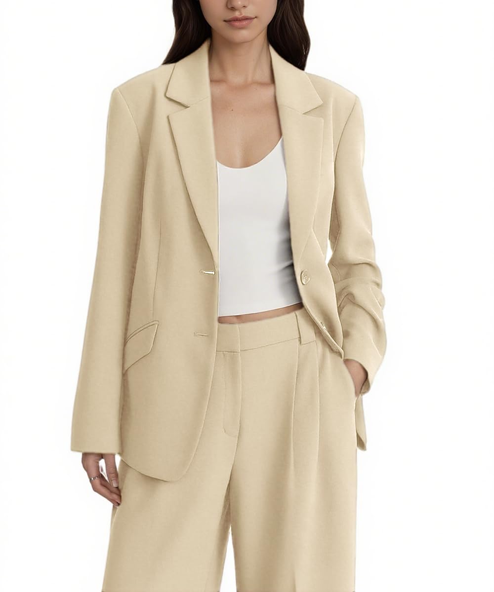 2 Piece Suit for Women Two Button Casual Womens Pant Suit Office Work Outfits Dressy Blazer Business Wide
