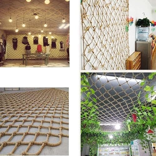 Safety Anti-Fall Fence Net, 3x3FT / 1x1(M) Wall Decorative Nets, Hemp Rope Netting, Garden Plant Growth Climbing Grid Indoor Balcony Stair Railing Network (Rope Dia 1cm)