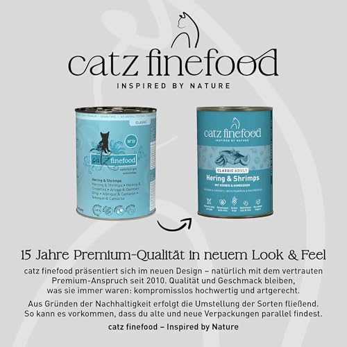catz finefood Classic Hering & Shrimps Katzenfutter nass, 6 x 400g Dose