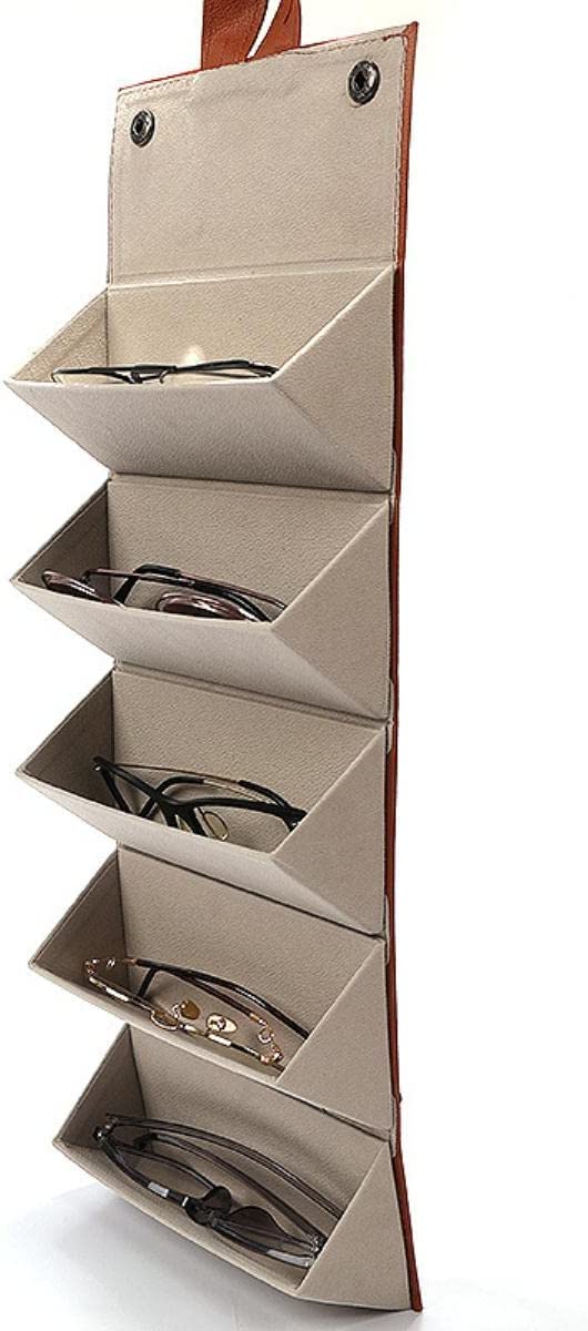 Etui na okulary, przenośne etui na okulary, 2/3/4/5/6 multi-slot przenośny organizer na okulary multi-slot wyświetlacz do przechowywania okularów podróżne składane okulary przeciwsłoneczne PU skórzany