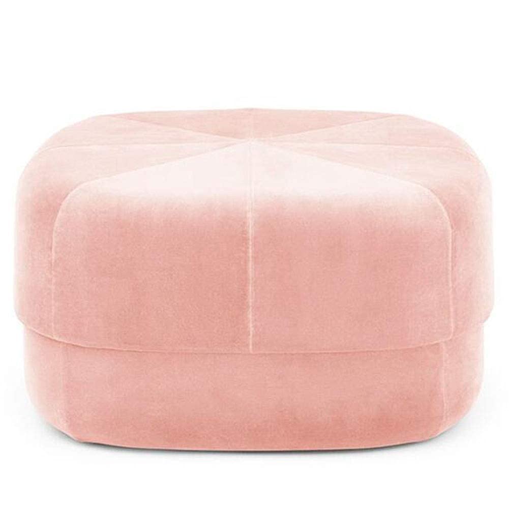 Pouf carré rose en bois massif 60x57x30cm avec assise éponge