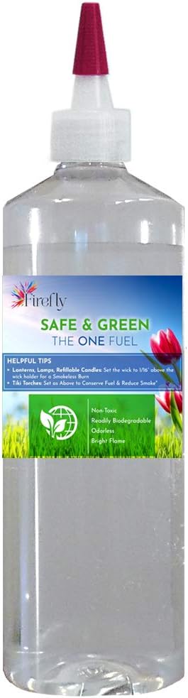 Firefly Kosher, Eco-Friendly, Safe and Green Lamp Oil - Non Toxic - Biodegradable - Virtually Odorless - Liquid Paraffin Alternative - Indoor Outdoor - Lanterns, Candles, Tiki Torches - 32 Oz