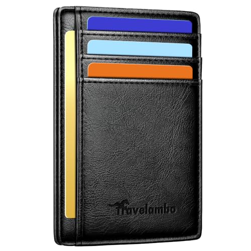 Image of Travelambo Slim Wallet Front Pocket Minimalist Leather RFID Blocking Medium Size