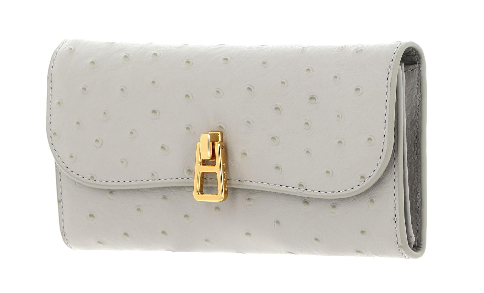 COCCINELLE Cuero Monedero Magie Ostrich Flap Wallet Gelso Gris Claro