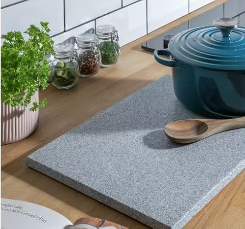 New Real Granite Worktop Saver. Chop, Slice and Dice Like a Pro with Non-Slip Feet and Easy to Clean. Chopping Board Size L40, W30, D1.7cm, Natural - Image 2