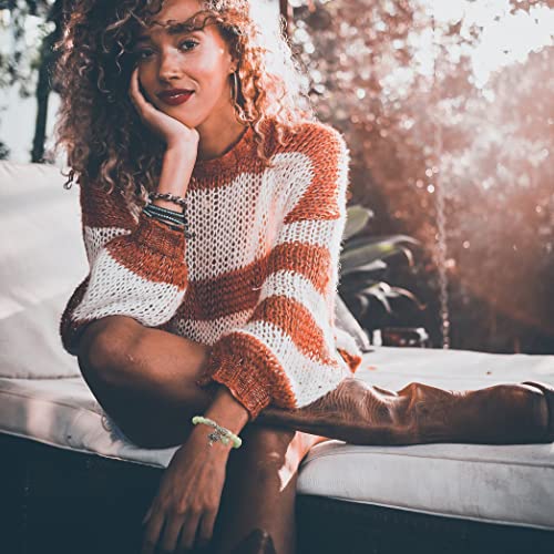 Top Plaza Stretch Rose Quartz Life Tree Lucky Stone Bracelet Reiki Healing Crystal Gemstone Dangle Charms Pendant Birthstone Bracelet(6.2")3