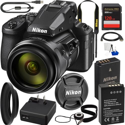 Nikon COOLPIX P950 Digital Camera with Accessory Bundle: SanDisk 128GB Extreme Pro SDXC Memory Card, Extended Life Replacement Battery (1500mAh) & More (11pc Bundle)