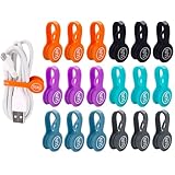 SUNFICON 18 Pack Magnetic Cable Clips Cable Organizers Earbuds Cords Winder Bookmark Clips Whiteboard Noticeboard Fridge Magnets USB Cable Manager Keeper Wrap Ties Straps