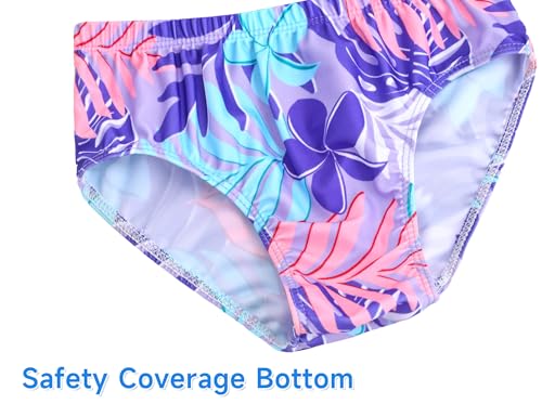Image of Girls Tankini Swimsuit UPF50+ Ruffle 2 Piece Bathing Suit Full Coverage Kids Swimwear Ages 2-14 Years