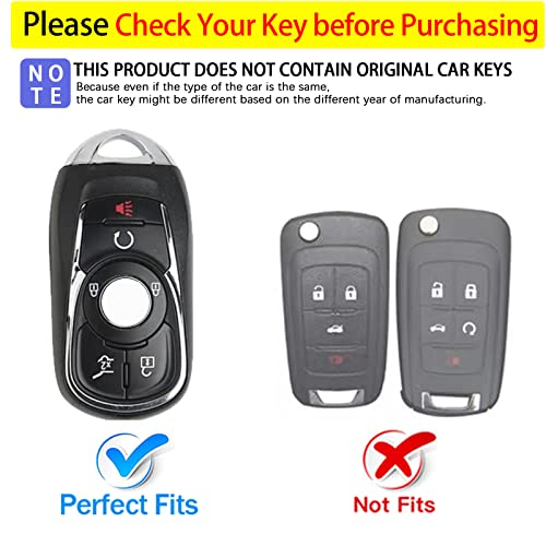 Image of for Buick Key Fob Cover Soft TPU with Leather Keychain Key Case Shell Full Protective Cover Compatible with Buick 2015-2023 GL8 Verano Enclave Regal Lacross Encore Envision 6 Button, A Green