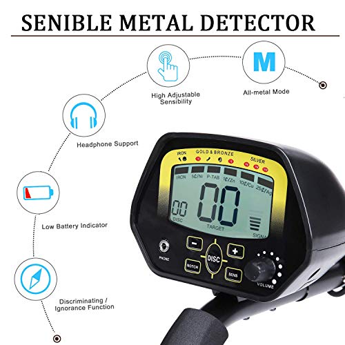 MARNUR Metal Detector for Kids and Adults with Pinpoint Waterproof Search Coil Backlit LCD Display High Accuracy Adjustable Sensitivity Metal Detector Kit for Beginners Treasure Hunt with Accessories