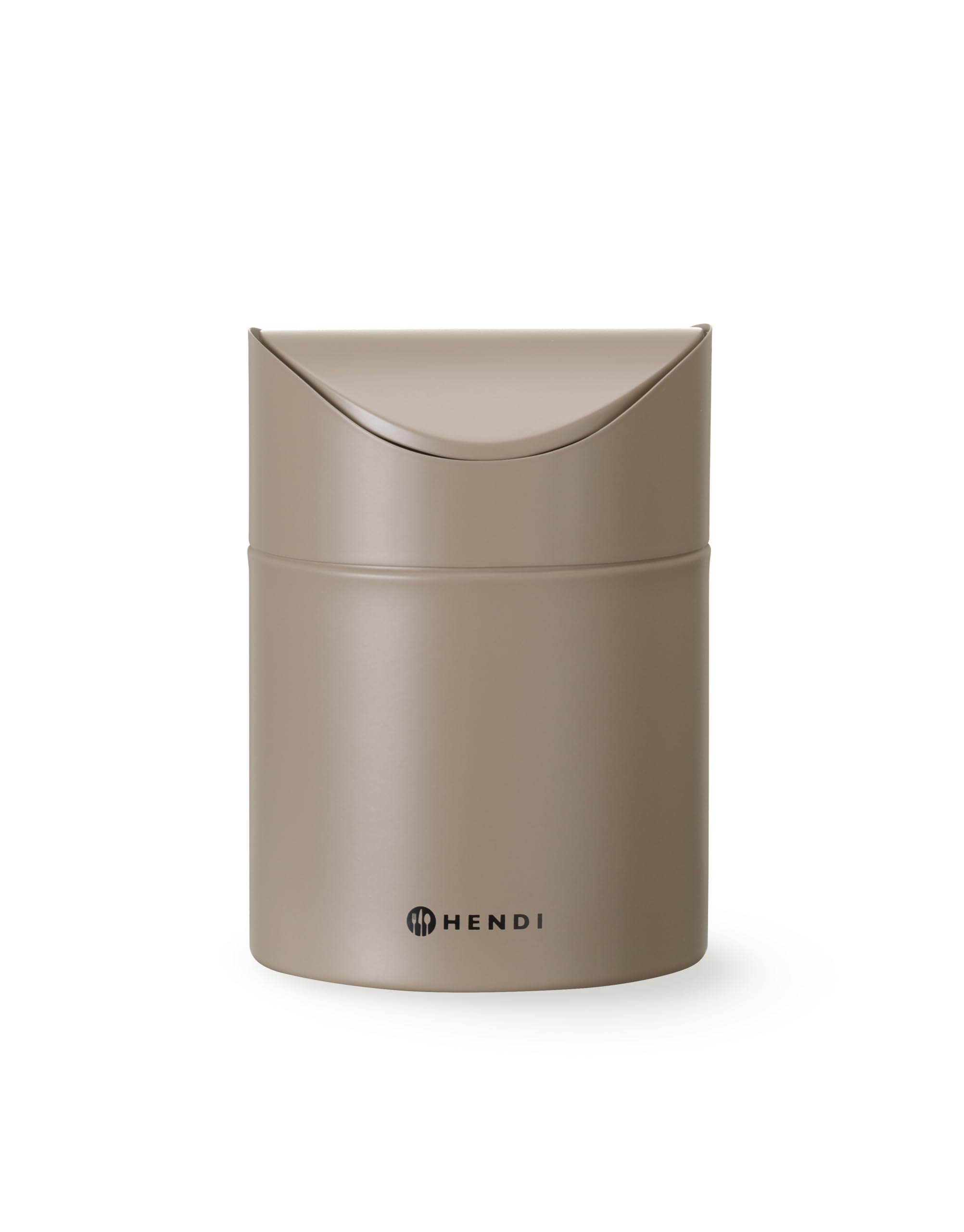HENDI Cestino da tavolo con coperchio a bilico, 1,2 L, in metallo verniciato a polvere, ø120x(H)165mm, beige
