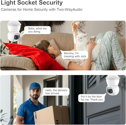 Image of Light Bulb Security Camera, 5G /2.4GHz WiFi Lightbulb Cameras Outdoor for Home Security,2-IN-1 Bulb Security Camera with LED Light E27 Compatible, Smart AI Human Detection,Color Night Vision (1Pack)