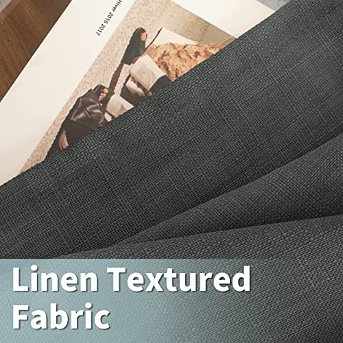 Image of LAMIT Dark Grey Linen Curtains 90 Inch for Bedroom, Grommet Thick Linen Textured Burlap Curtains Light Filtering Privacy Panels for Living Room /French Door, Set of 2, 52 x 90 Inch