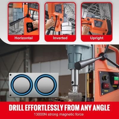 Happybuy Magnetic Drill, 1550W 2" Boring Diameter, 2922lbf/13000N 500 RPM Portable Electric Mag Drill Press with Variable Speed, Drilling Machine for Home Improvement, Industry, Railway