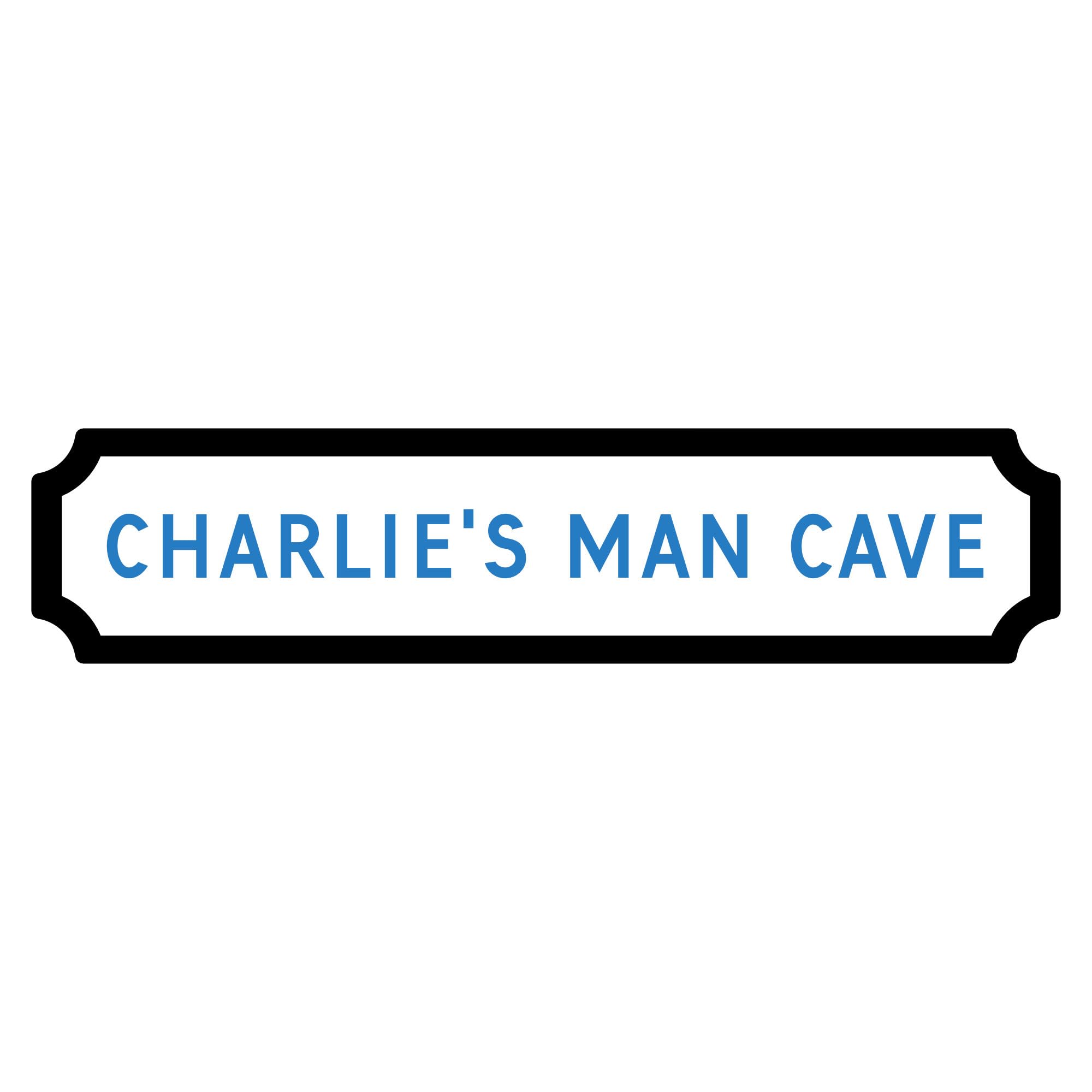 Personalised ANY TEXT Street Sign on METAL. Various sizes of Plaque Outdoors or Indoors Use. Door Wall Vintage Railway Gift Idea (283mm x 63mm, Blue Text on White)