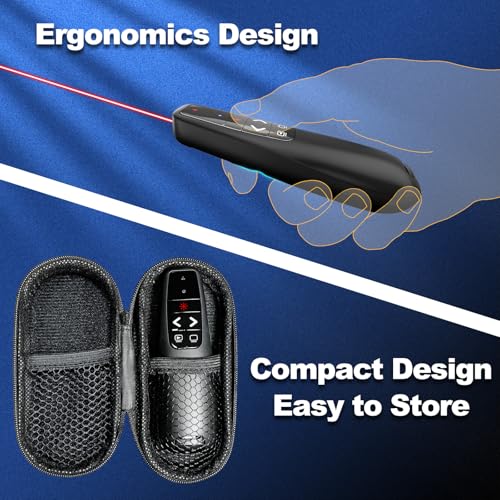 presentation clicker with case storage wireless presenter remote red laser pointer computer clickers usb c powerpoint ppt clicker for mac laptop slideshow google slide advancer