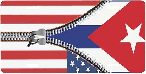 Miniatura 2 de Cubierta para placa de matrícula con bandera cubana de Estados Unidos, decoración delantera de vehículo, etiqueta de metal de aluminio, regalo