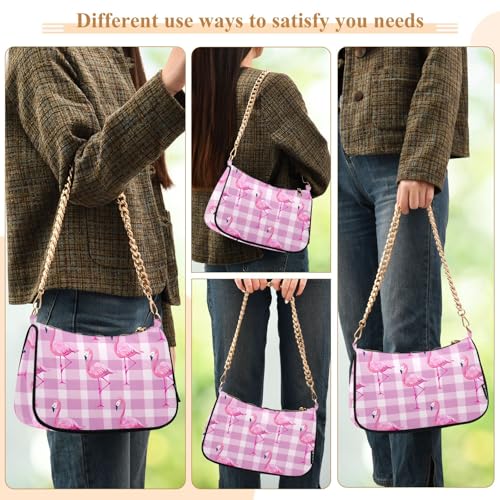 Clutch Shoulder Bags Tote Evening Purse Handbags para Mujeres Rosa Flamenco con cierre de cremallera miniatura 6