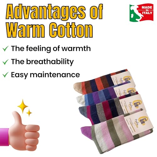 Image of Cotton Knee High Socks for Women Made in Italy, Long Socks for Women (One Size Fits All) Women Dress Socks