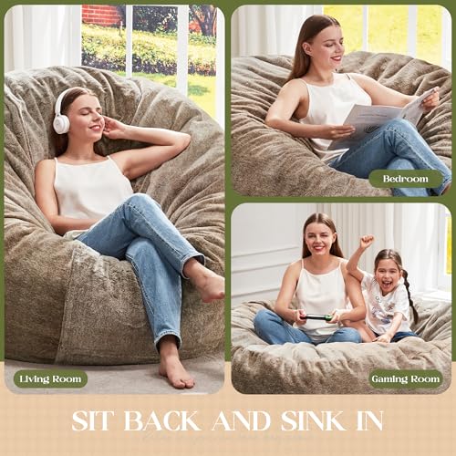Image of Hobestluk Bean Bag Chair for Adult Giant Beanbag with Filler Brown 6FT