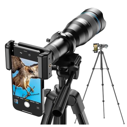 APEXEL Téléobjectif Haute Puissance 60x pour iPhone 14 Pro, Objectif d'appareil Photo HD avec obturateur et trépied pour Regarder des Jeux