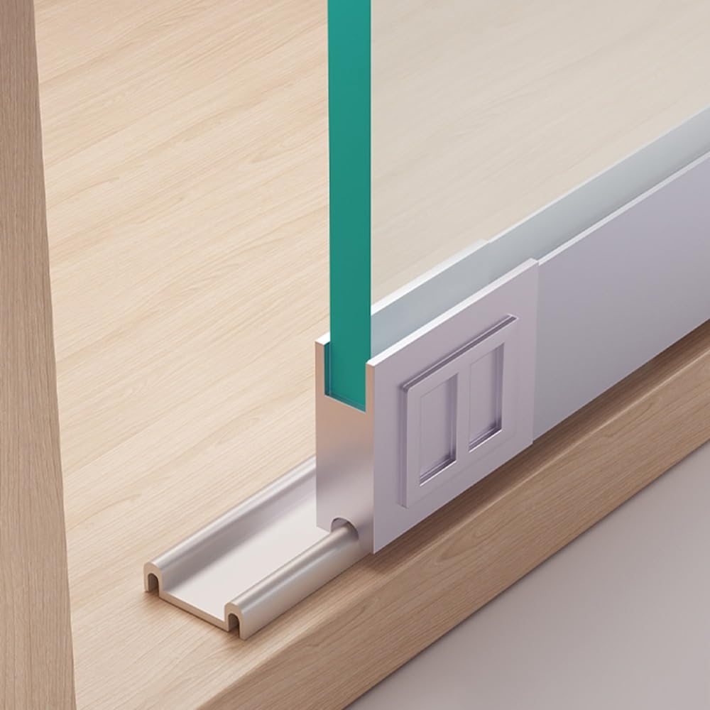 Aluminiowy zestaw szyn do drzwi przesuwnych z rolkami do podwójnych szaf obejściowych i drzwi do stodoły 100 cm (99.8 cm) 8 mm czarny sprzęt do szafek i garderoby Solut