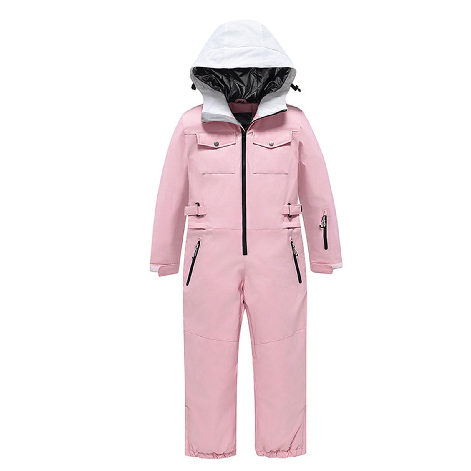 Traje de nieve infantil unisex de una pieza, mono de esquí con capucha, resistente al viento, impermeable, transpirable, traje de esquí grueso, cálido, para exteriores, mono de lluvia, mono de una