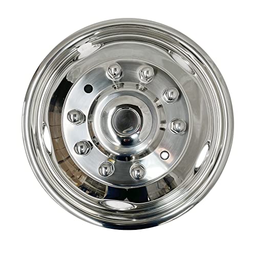 Image of 4pcs 19.5 inch 10 Lug Hubcaps Polished Stainless Steel Dually Wheel Simulators, Nice Looking and Durable Bolt On Wheel Cover, with Full Kit Tools Compatible with 2005-2025 Ford F-450 F-550