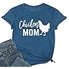Chicken Mom T-Shirt Women Funny Hen Chiken Farm Humor Graphic Shirt Cute Short Sleeve Tops (Blue, Large)