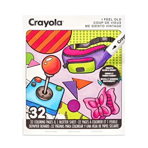 Crayola I Feel Old Adult Coloring Book, 32pg Nostalgic 90s & 00s Designs, Alcohol Marker Friendly Paper, Mindful ScreenFree Activity for Adults, Millenial Gifts - image 1