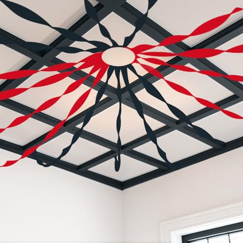 Image of 4 Crepe Paper Streamers Rolls, 328ft Pack of Red and Black Crepe Paper for Birthday Wedding Baby Shower Party Decorations (1.8 inch x 82 ft /Roll)
