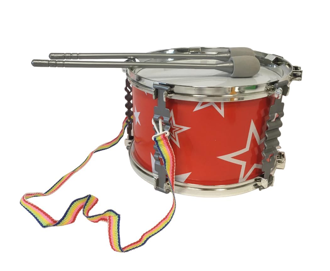 Tamburo Bambini Tamburo Giocattolo per Bambini con Bacchette e Tracolla Marching Drum Tamburo in Busta Diametro cm 20