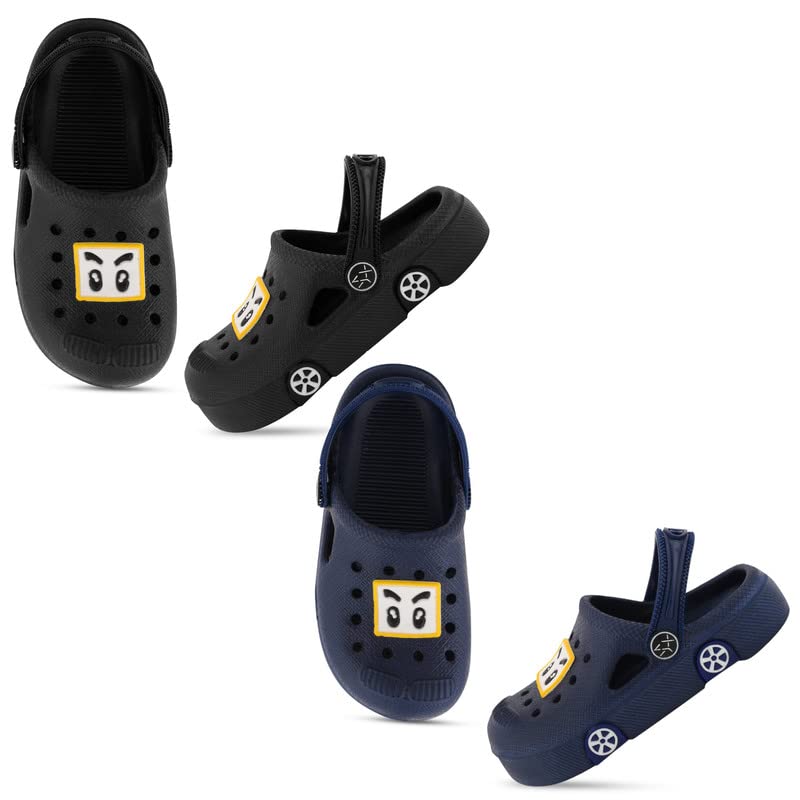 Image of SMARTOTS Pack of 2 Car Design Kids Clogs for Daily Use, Kids Eva Sandals for Boys and Girls with Adjustable Sling Back Strap