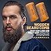 Wooden Beard Comb for Men - Pack of 2, Handcrafted Solid Beechwood Beard Combs, Mustache and Head Hair Pocket Comb with Leather Case - Dual Action Fine & Coarse Teeth